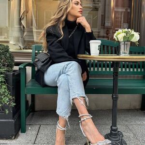 Gray sparkle bow heels